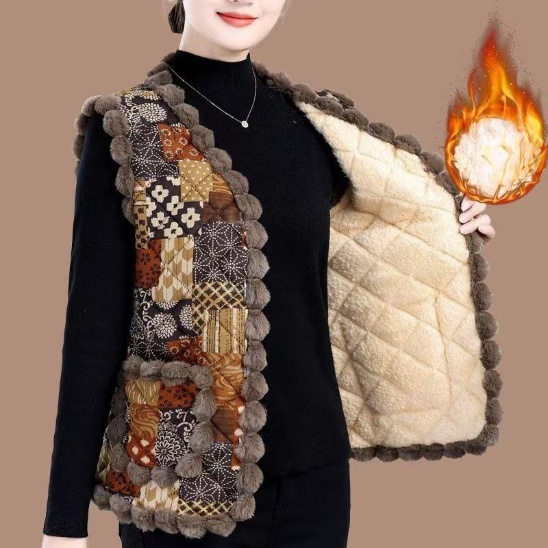 Modische, warme Baumwollweste für Damen im Herbst und Winter, dickes Fleecefutter, warme Weste, altersreduzierende, ärmellose Weste für Mütter XXXXL Modische, warme Baumwollweste für Damen im Herbst und Winter, dickes Fleecefutter, warme Weste, altersreduzierende, ärmellose Weste für Mütter XXXXL von Joom DACH