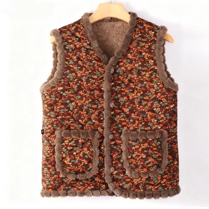 Modische, warme Baumwollweste für Damen im Herbst und Winter, dickes Fleecefutter, warme Weste, altersreduzierende, ärmellose Weste für Mütter XXXXXL helle orange von Joom DACH