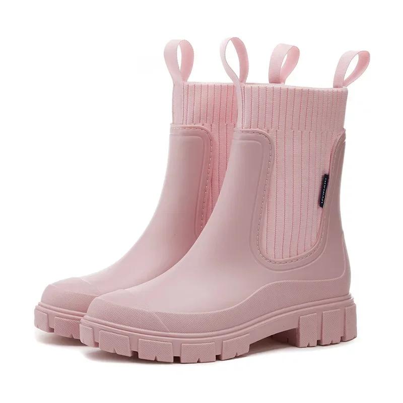 Modische, wasserdichte Gummischuhe für Damen, Gummistiefel für Damen, niedrig geschnittene Regenschuhe, wasserdichte und rutschfeste Damenstiefel 41 rosa von Joom DACH