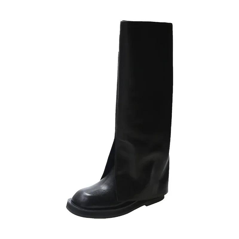 Modische, weiche, echte Lederstiefel mit geteilter Hose für Damen, kniehohe Ritterstiefel, Herbst- und Winterstiefel, lange Stiefel für Damen, Botas 37 von Joom DACH