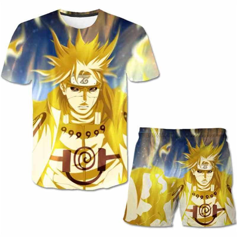 Modische 3D-Kleidung für Kinder, 2-teiliges Set mit Naruto-Aufdruck + Shorts, Hose, Kleidung für 4–14 Jahre, Kinder, Jungen, kurzärmeliges Kostüm-Outfit 160 von Joom DACH