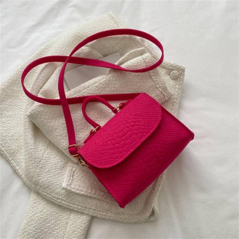 Modische Achseltasche, beliebte Filztaschen, Handtaschen mit Krokodilprägung, quadratische Umhängetasche, Retro-Schultertaschen für Damen rose rot von Joom DACH