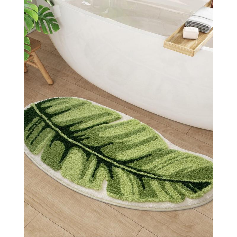 Modische Blatt-Badezimmermatte, Dicke Flock-Bodenmatte, Rutschfester Maschinenwaschbarer Badezimmerteppich, Saugfähig, für Dusche, Badewanne, Waschbecken 40CM*60CM Modische Blatt-Badezimmermatte, Dicke Flock-Bodenmatte, Rutschfester Maschinenwaschbarer Badezimmerteppich, Saugfähig, für Dusche, Badewanne, Waschbecken 40CM*60CM von Joom DACH