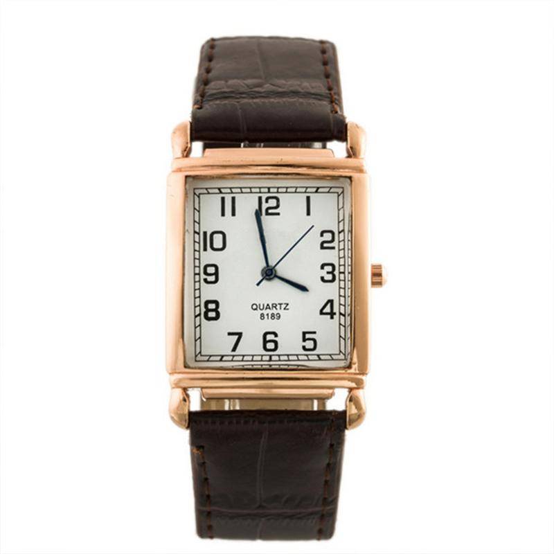 Modische Damen-Armbanduhr aus quadratischem Leder, elegante Business-Kleideruhr, einfache Quarz-Analog-Armbanduhr braun von Joom DACH