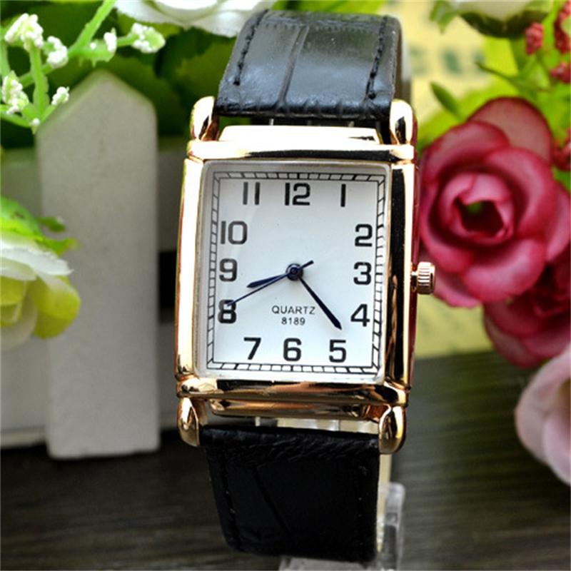 Modische Damen-Armbanduhr aus quadratischem Leder, elegante Business-Kleideruhr, einfache Quarz-Analog-Armbanduhr schwarz von Joom DACH