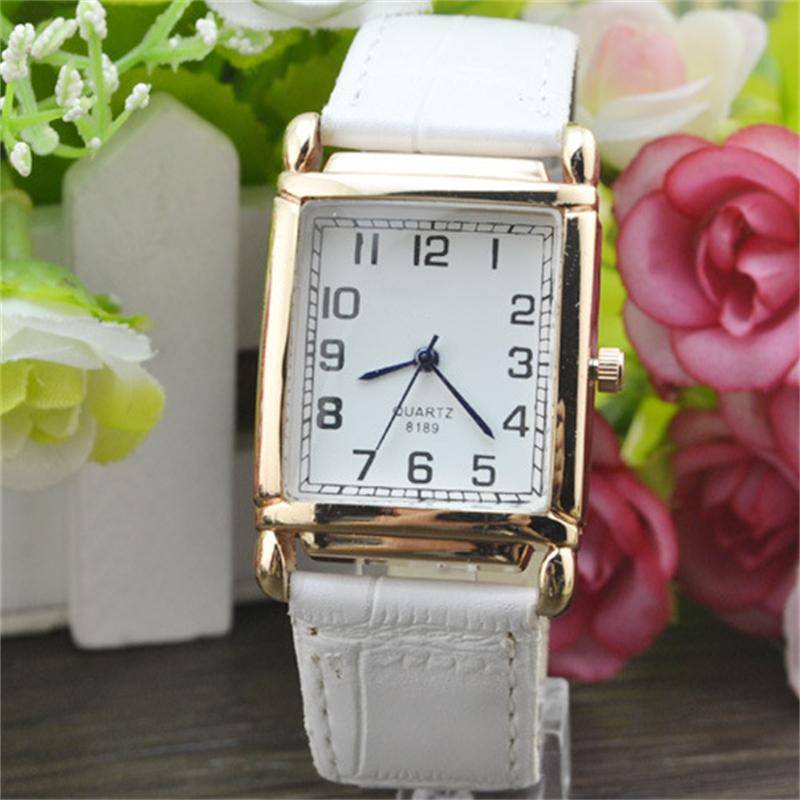 Modische Damen-Armbanduhr aus quadratischem Leder, elegante Business-Kleideruhr, einfache Quarz-Analog-Armbanduhr weiß von Joom DACH