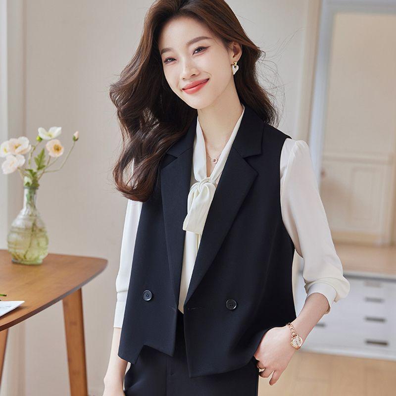 Modische Damen Blazer Weste für Arbeit und Freizeit für den Frühling XL schwarz von Joom DACH