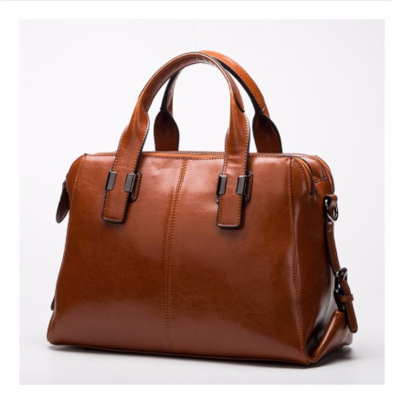 Modische Damen Motorradtasche aus Leder mit großem Fassungsvermögen für offizielle Dokumente, Damen Leder Hand-Umhängetasche zum Tragen über der Schulter braun von Joom DACH