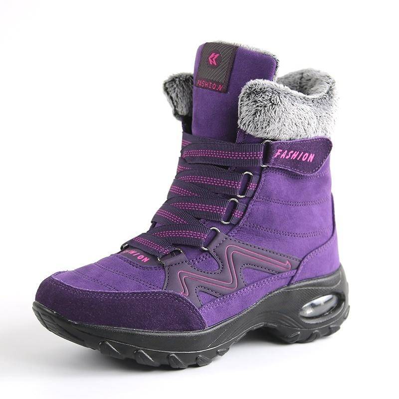 Modische Damen-Winterstiefel, Outdoor-Schneestiefel, warme Stiefel, rutschfeste Kissen-Baumwollschuhe, Größe 35–43 43 violett von Joom DACH