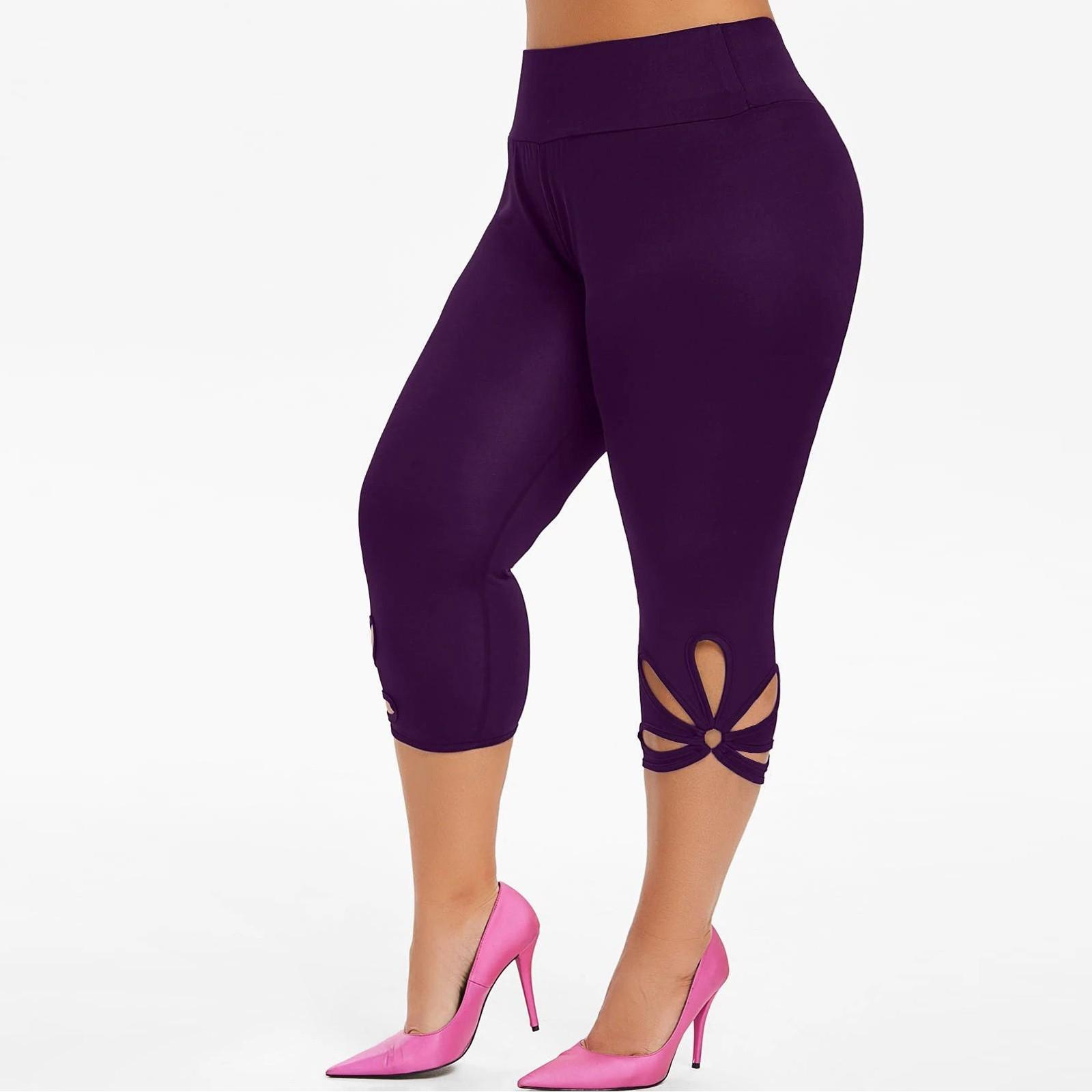 Modische Damen-Workout-Leggings in großen Größen, Fitness, Sport, Fitnessstudio, Laufen, Yoga XXXXXL violett von Joom DACH
