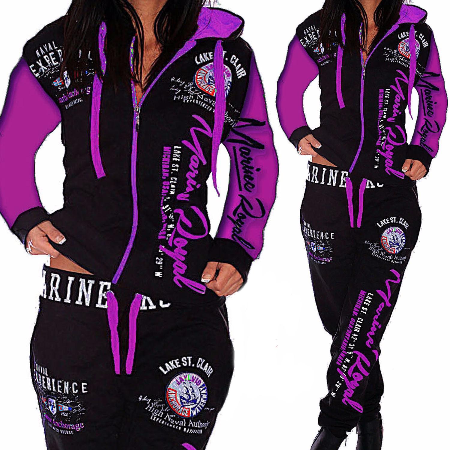 Modische Damenbekleidung, Damen-Trainingsanzug mit Kapuze, bedruckt, modische Sets, Sportbekleidung, sportliche Sets XXXL violett von Joom DACH