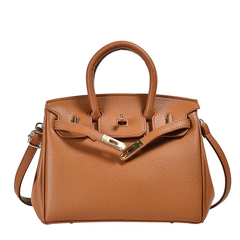 Modische Damenhandtasche, klassische One-Shoulder-schräge Straddle-Handtasche, vielseitige Platin-Tasche, Frühling/Sommer, neuer Stil braun von Joom DACH