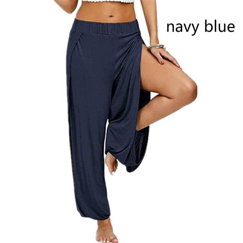 Modische Damenhose, Yogahose, Haremshose für Damen, seitlich geschlitzter Jogger, Hippie-Strand-Jogginghose 3XL navy blau von Joom DACH