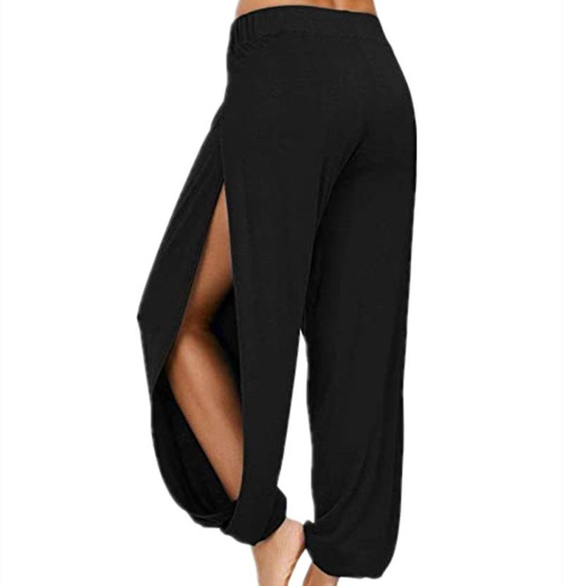 Modische Damenhose, Yogahose, Haremshose für Damen, seitlich geschlitzter Jogger, Hippie-Strand-Jogginghose XXL schwarz von Joom DACH