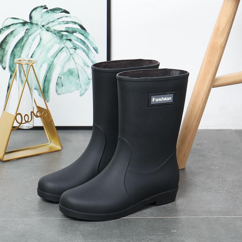 Modische Gummistiefel für Damen – kurze, warme, rutschfeste Wasserschuhe mit Samtfutter zum Einkaufen, Autowaschen und für die Küche. 40 von Joom DACH