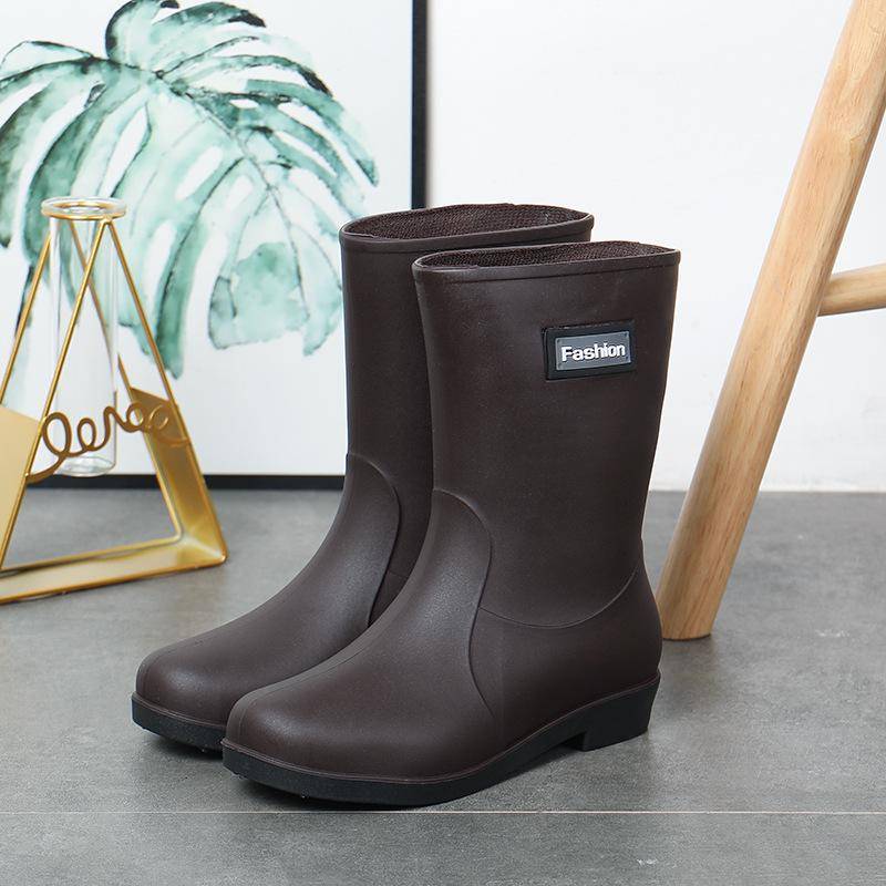 Modische Gummistiefel für Damen – kurze, warme, rutschfeste Wasserschuhe mit Samtfutter zum Einkaufen, Autowaschen und für die Küche. 40 von Joom DACH
