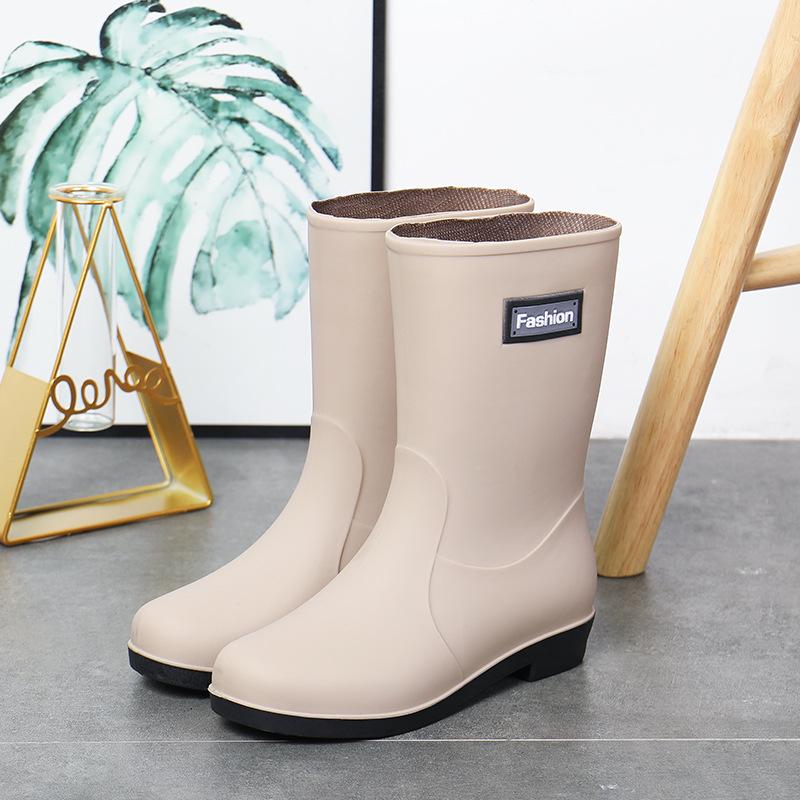 Modische Gummistiefel für Damen – kurze, warme, rutschfeste Wasserschuhe mit Samtfutter zum Einkaufen, Autowaschen und für die Küche. 40 von Joom DACH