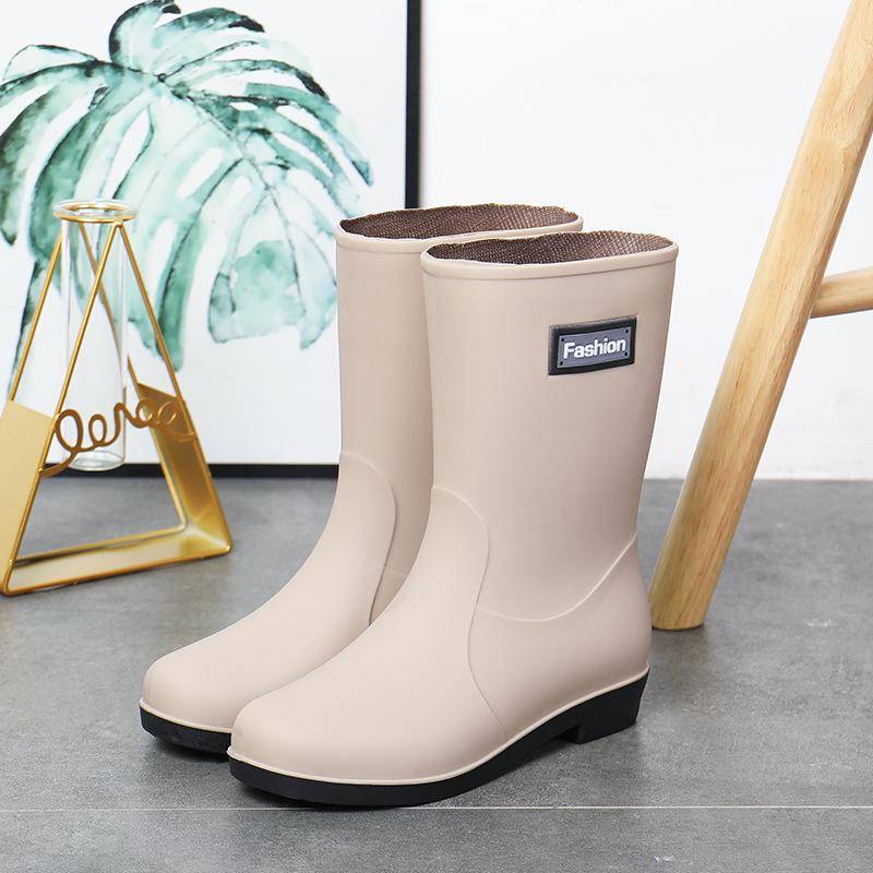 Modische Gummistiefel für Damen – kurze, warme, rutschfeste Wasserschuhe mit Samtfutter zum Einkaufen, Autowaschen und für die Küche. 40 von Joom DACH