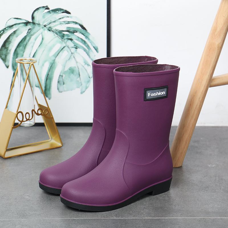 Modische Gummistiefel für Damen – kurze, warme, rutschfeste Wasserschuhe mit Samtfutter zum Einkaufen, Autowaschen und für die Küche. 40 von Joom DACH