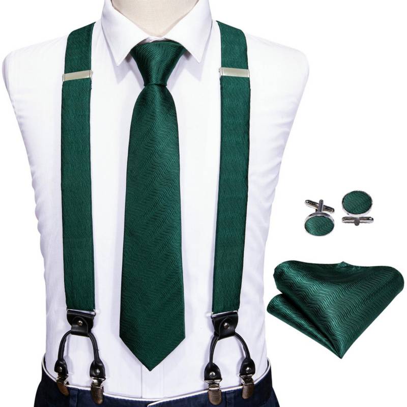 Modische Herren-Krawatten-Hosenträger mit 6 Clips, 3,5 cm Breite, verstellbares Gummiband, rote Hosenträger, Hosenträger, Seidenkrawatte BJ-2028,N-5317 von Joom DACH