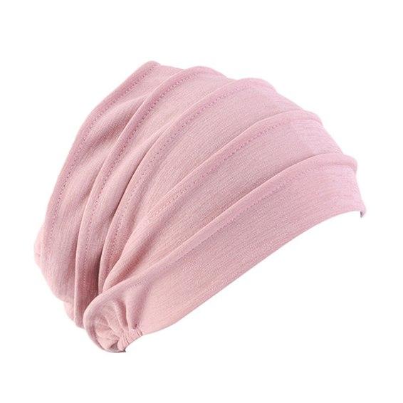 Modische Kleidung für Frauen, elastische Turbanmütze, weiche Baumwolle, muslimischer Kopfwickel, Chemo-Hut One Size rosa von Joom DACH