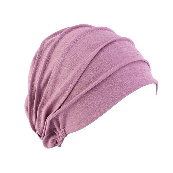 Modische Kleidung für Frauen, elastische Turbanmütze, weiche Baumwolle, muslimischer Kopfwickel, Chemo-Hut One Size violett von Joom DACH