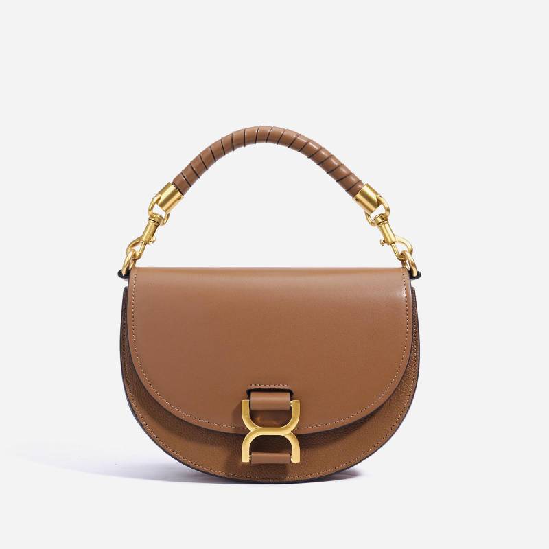 Modische Lederhandtasche Satteltasche Leichte Luxus-Ketten-Schultertasche Exquisite Tasche Umhängetasche Damen-Mini-Tasche braun von Joom DACH