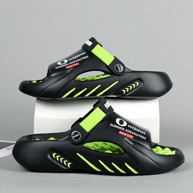 Modische Massage-Hausschuhe für Herren, für drinnen und draußen, Sandalen, Strand, Freizeitschuhe, Slides, Herrensandalen, große Größe, bequem, weich, Übergröße 42 grün von Joom DACH