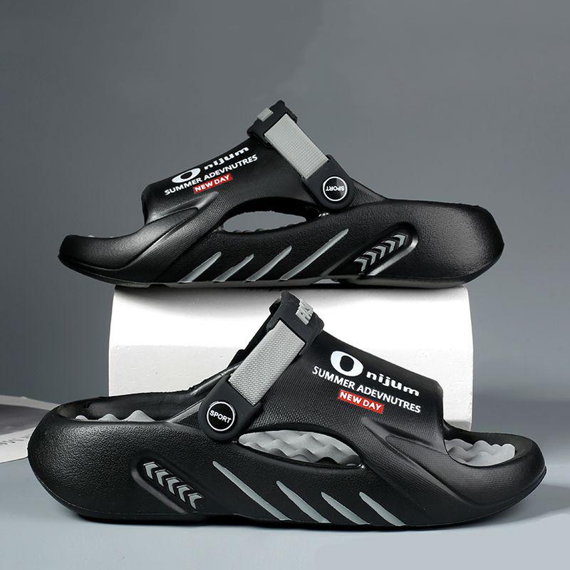 Modische Massage-Hausschuhe für Herren, für drinnen und draußen, Sandalen, Strand, Freizeitschuhe, Slides, Herrensandalen, große Größe, bequem, weich, Übergröße 44 grau von Joom DACH