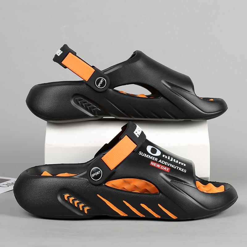 Modische Massage-Hausschuhe für Herren, für drinnen und draußen, Sandalen, Strand, Freizeitschuhe, Slides, Herrensandalen, große Größe, bequem, weich, Übergröße 47 orange von Joom DACH