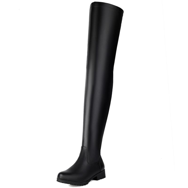 Modische Overknee-Stiefel für Damen, Herbst- und Winterschuhe, elastisch, schwarz-weiß, lange Overknee-Stiefel, Partyschuhe für Damen, Größe 45 42 schwarz von Joom DACH