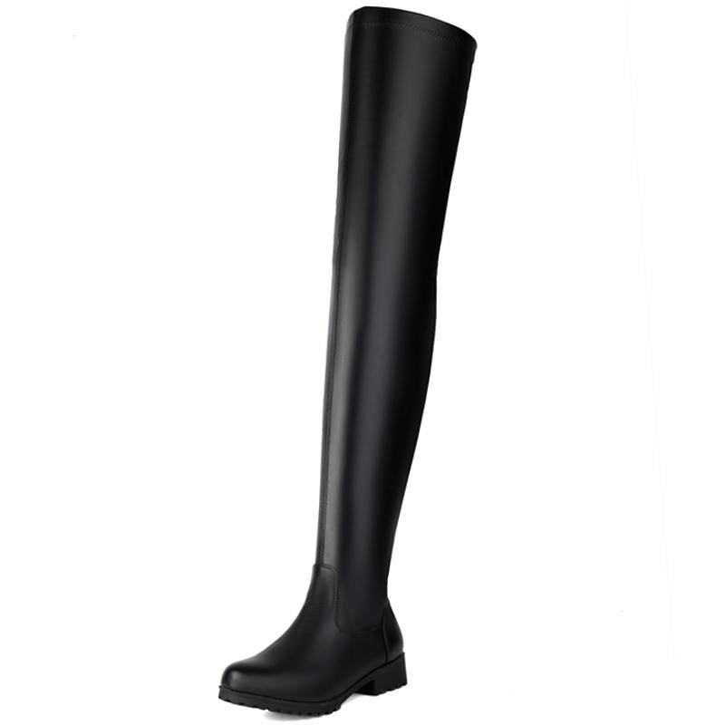 Modische Overknee-Stiefel für Damen, Herbst- und Winterschuhe, elastisch, schwarz-weiß, lange Overknee-Stiefel, Partyschuhe für Damen, Größe 45 42 schwarz von Joom DACH