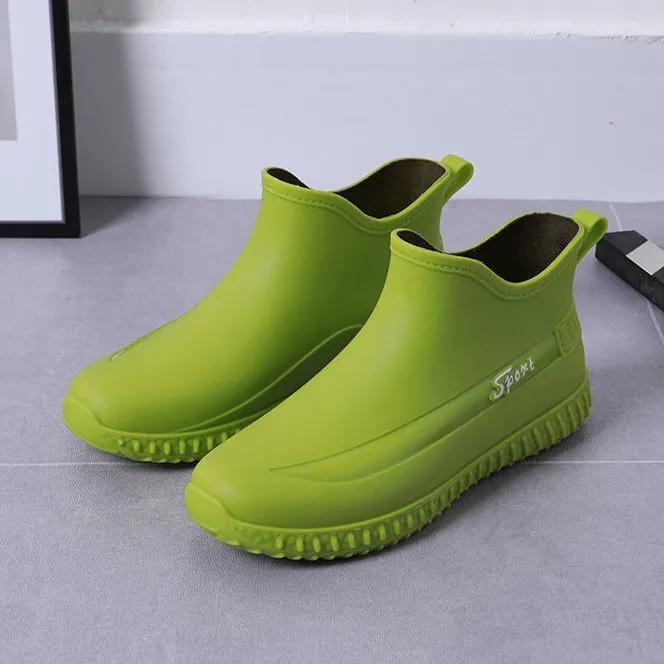 Modische Regenschuhe mit kurzem Schaft, rutschfeste, wasserdichte Schuhe für Herren, Gummischuhe für die Küche, Autowaschanlage, verschleißfeste Wasserstiefel, Plüschwärme 43 grün von Joom DACH