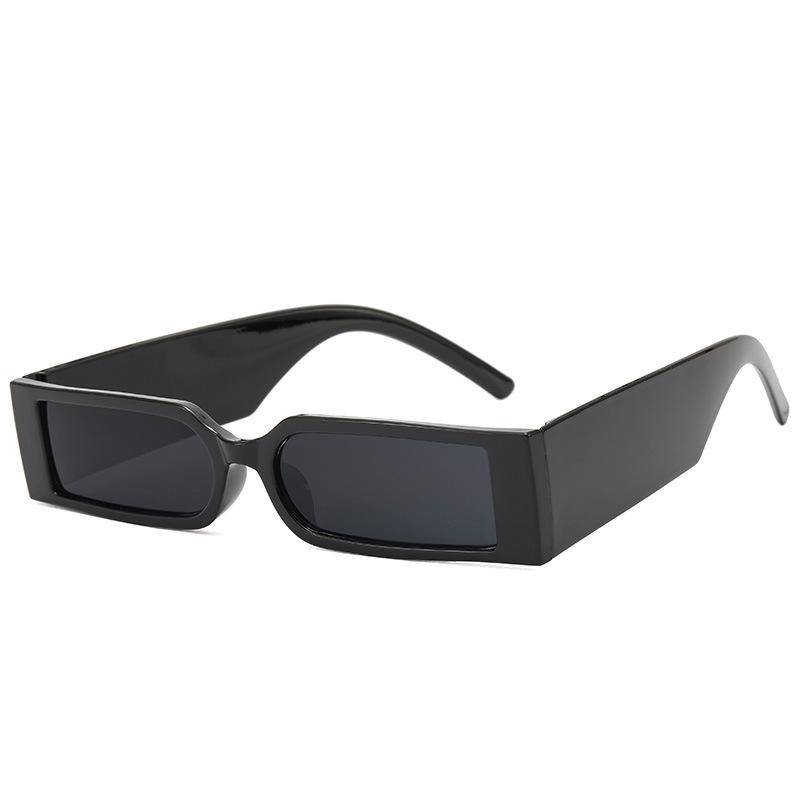 Modische Retro-Sonnenbrille mit rechteckigem kleinem Rahmen für Herren, Hip-Hop, quadratische Retro-Sonnenbrille mit weitem Bein für Ausflüge im Freien, Schattierungsglas schwarz von Joom DACH