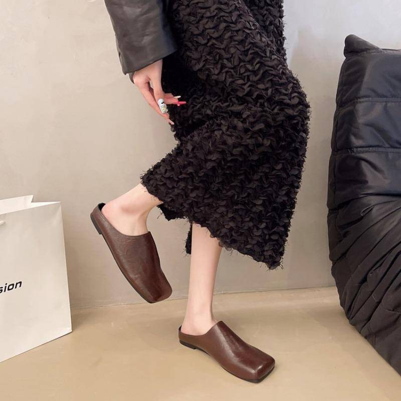 Modische Slip-Ons für Damen Karree Große Größe 42 Flache Damenschuhe Leicht Frühling Casual Outdoor Fashion Glatt Neu Pantoletten 42 khaki von Joom DACH