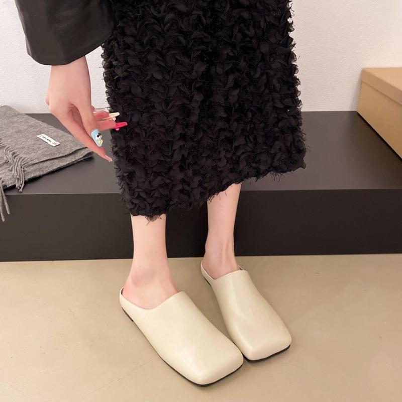 Modische Slip-Ons für Damen Karree Große Größe 42 Flache Damenschuhe Leicht Frühling Casual Outdoor Fashion Glatt Neu Pantoletten 42 off-weiße von Joom DACH