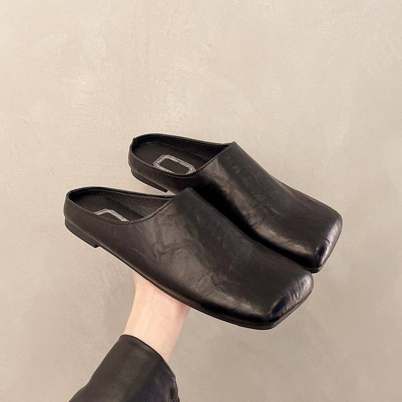 Modische Slip-Ons für Damen Karree Große Größe 42 Flache Damenschuhe Leicht Frühling Casual Outdoor Fashion Glatt Neu Pantoletten 42 schwarz von Joom DACH