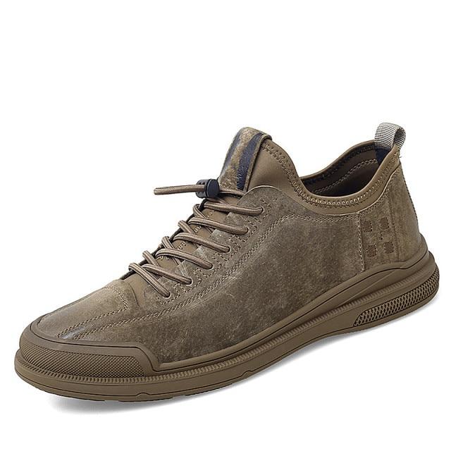 Modische Sneaker Echtes Leder Freizeitschuhe Herren Atmungsaktiv Klassisch Sand Khaki Herrenschuhe Lederschuhe Frühling Herbst Sneaker % 9 khaki von Joom DACH