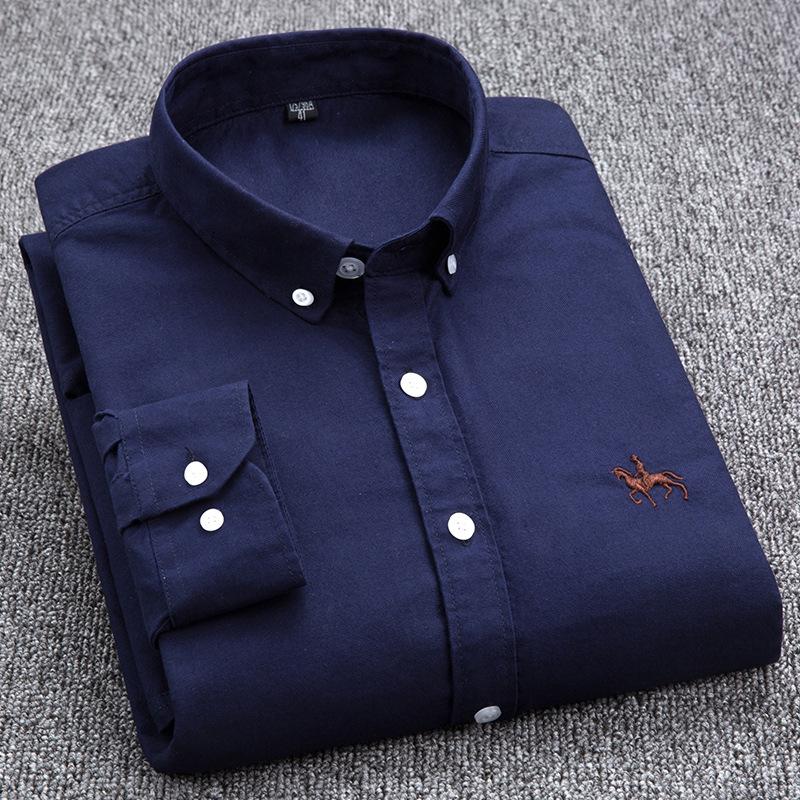 Modische Top-Qualität für Herren, formelle Hemden, langärmelig, weiß, reine Baumwolle, Business, Slim-Fit, Übergröße, Büro M navy blau von Joom DACH