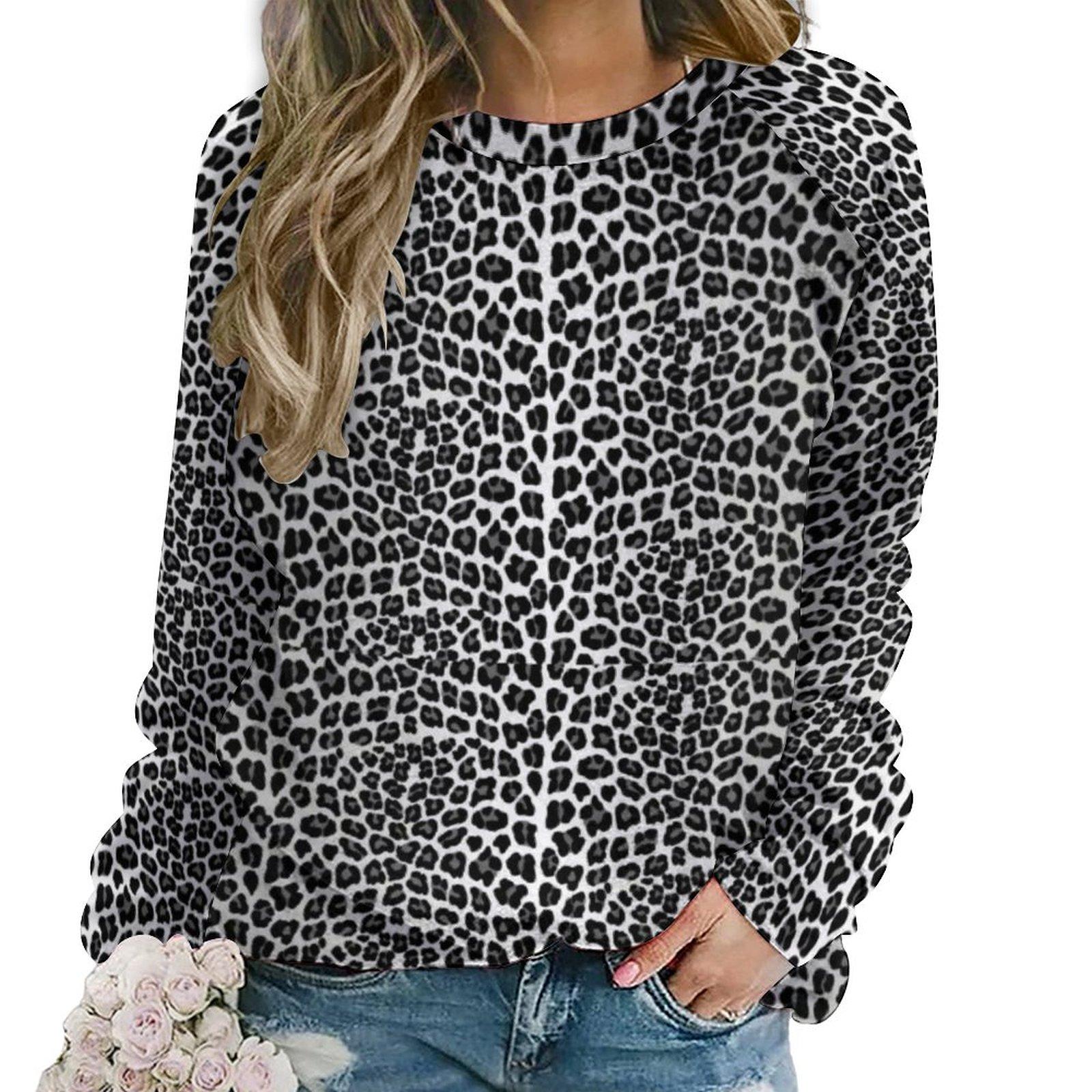 Modische Trainingsanzüge mit Leopardenmuster und 3D-Druck für Damen, lässige Rundhals-Sweatshirts für Damen mit langen Ärmeln, übergroße Pullover-Kleidung 8XL von Joom DACH