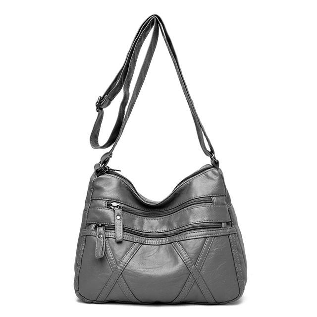 Modische Umhängetaschen für Damen 2024 Neue Geldbörsen und Handtaschen Umhängetaschen aus weichem Leder Lässige kleine Tragetasche dunkelgrau von Joom DACH