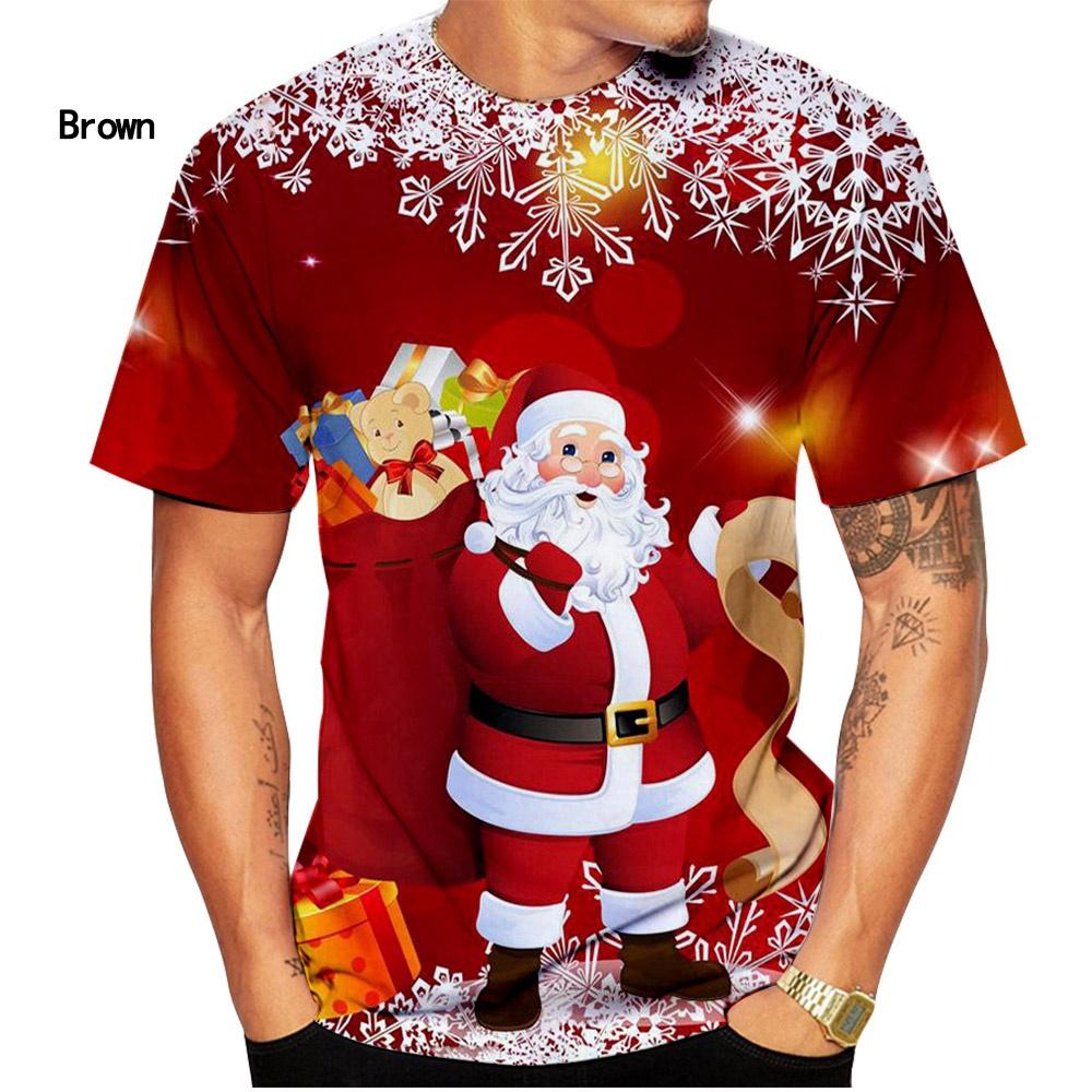 Modische Weihnachts-T-Shirts für Männer und Frauen, kurzärmelige T-Shirts, lässige Weihnachtsmann-Cartoon-T-Shirts mit 3D-Druck 2XL von Joom DACH