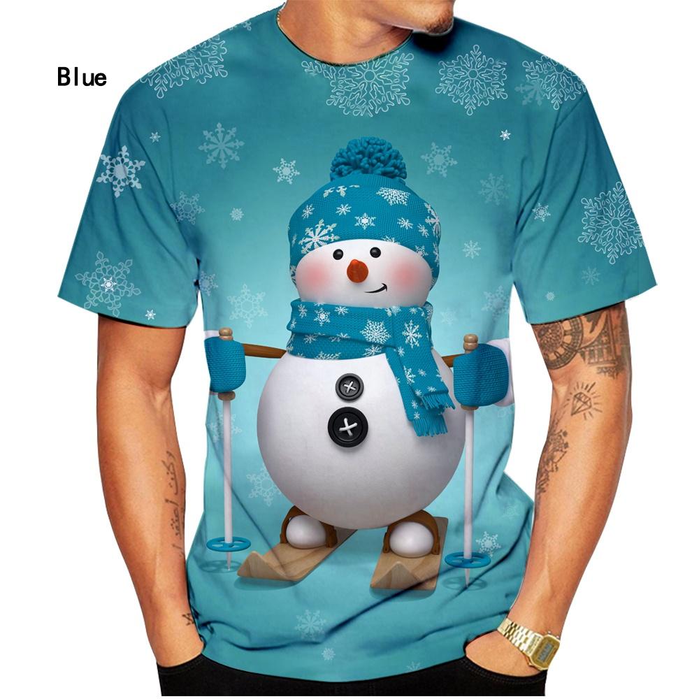 Modische Weihnachts-T-Shirts für Männer und Frauen, kurzärmelige T-Shirts, lässige Weihnachtsmann-Cartoon-T-Shirts mit 3D-Druck 5XL von Joom DACH