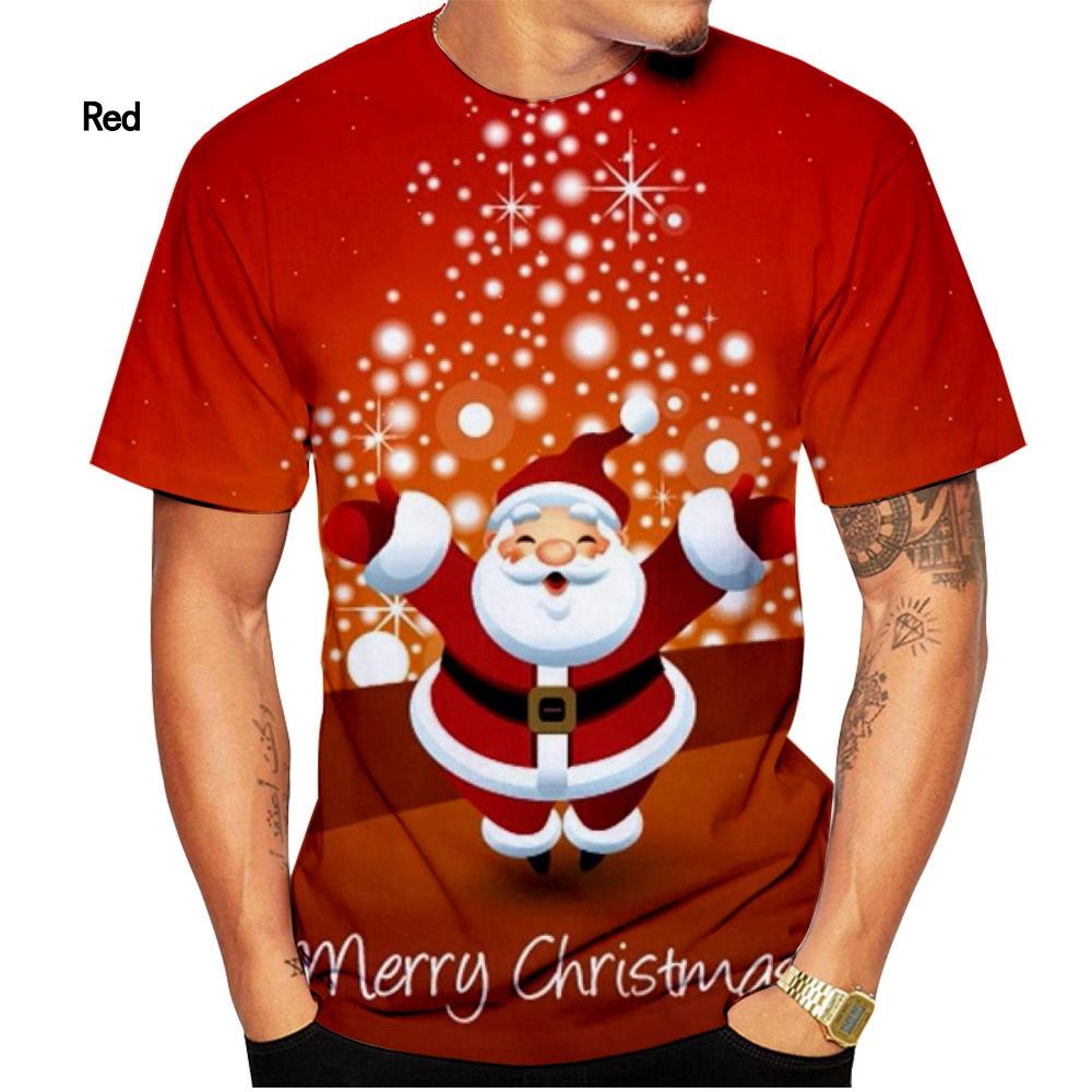 Modische Weihnachts-T-Shirts für Männer und Frauen, kurzärmelige T-Shirts, lässige Weihnachtsmann-Cartoon-T-Shirts mit 3D-Druck XL von Joom DACH