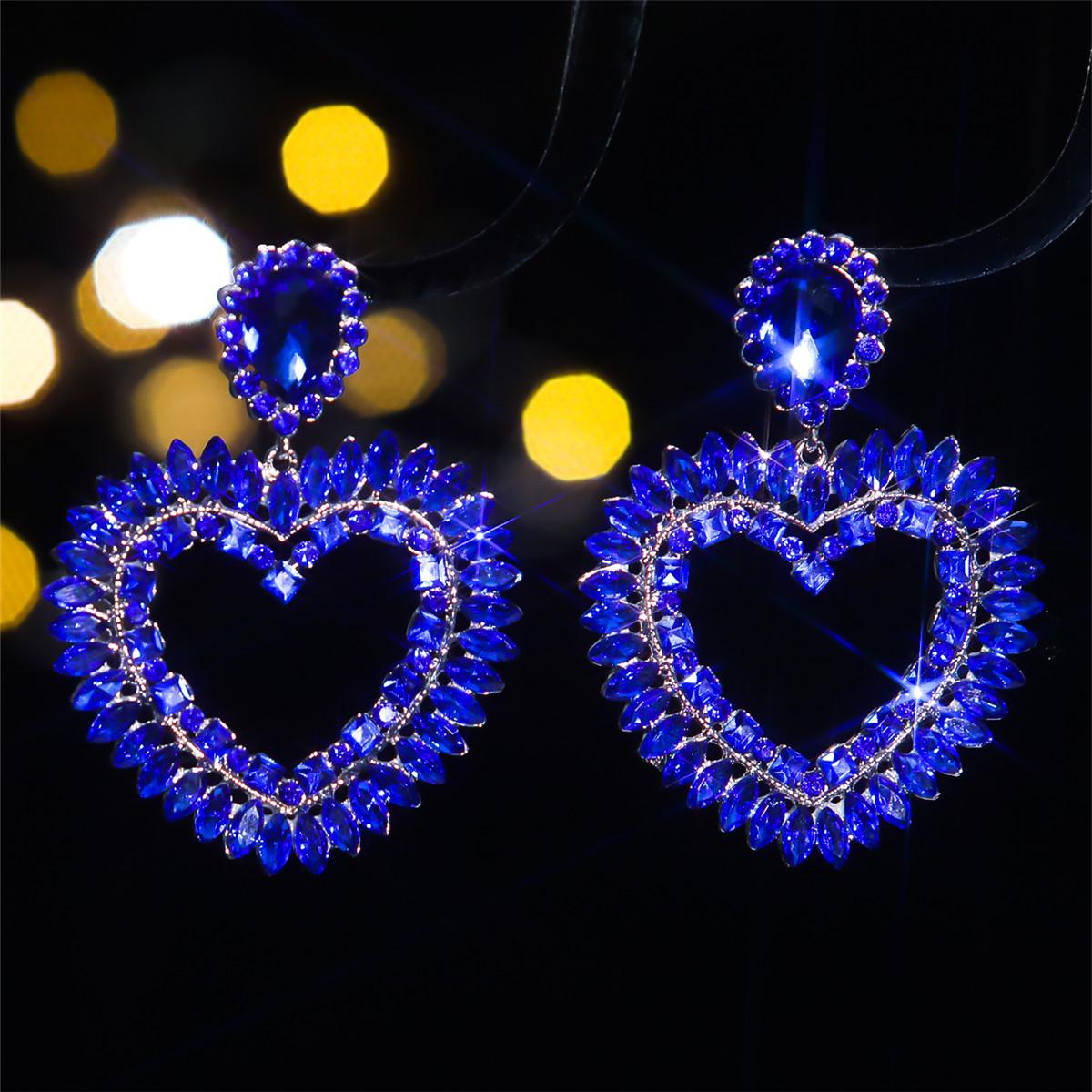 Modische farbige Glas Strass Liebe Ohrringe Frauen, personalisierte übertriebene Ohrstecker von Joom DACH