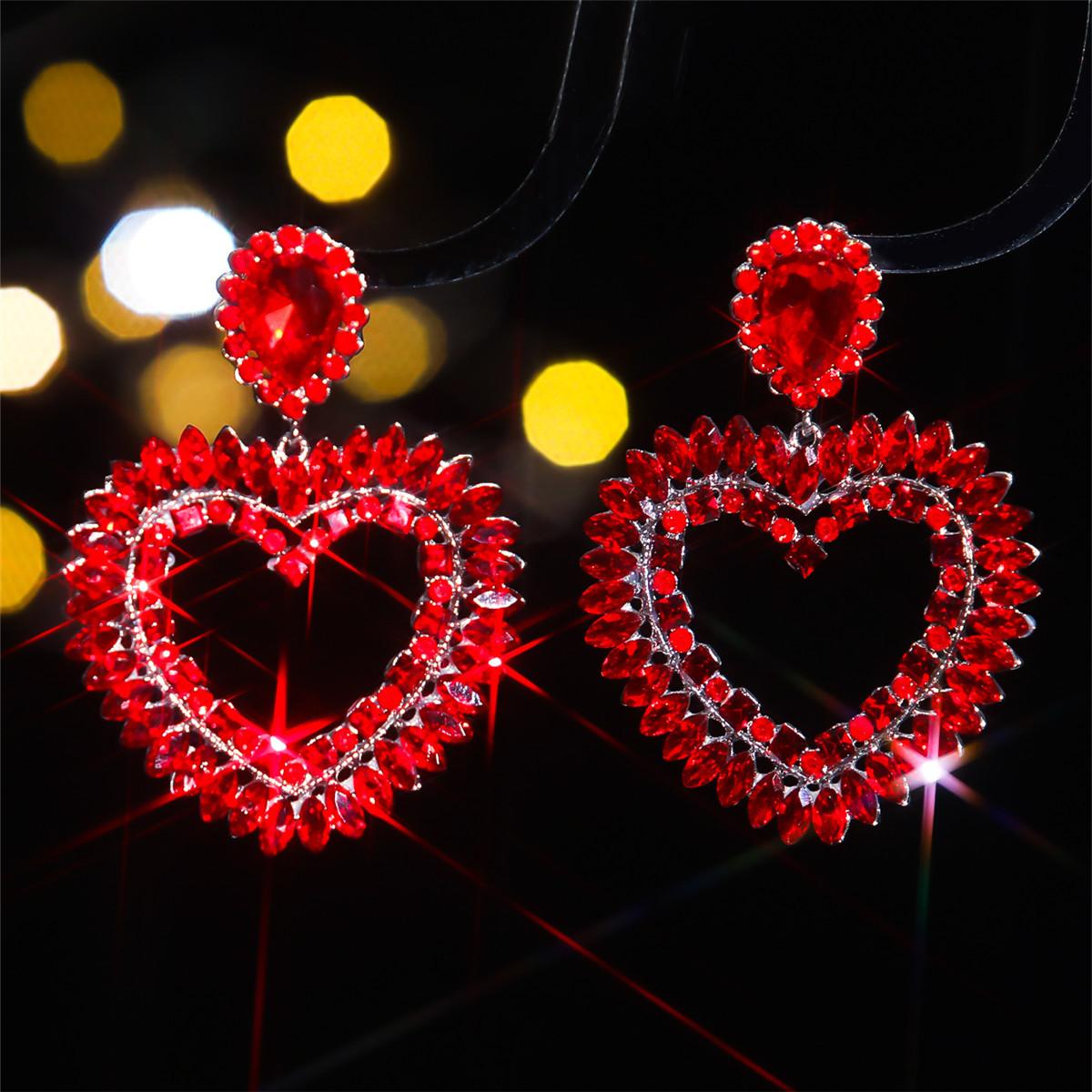 Modische farbige Glas Strass Liebe Ohrringe Frauen, personalisierte übertriebene Ohrstecker von Joom DACH