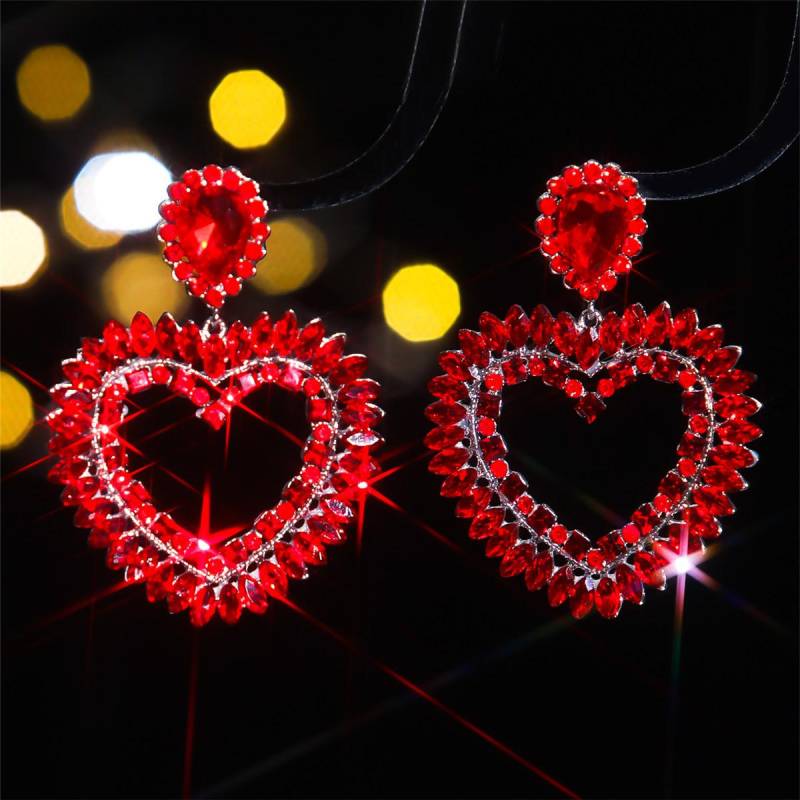 Modische farbige Glas Strass Liebe Ohrringe Frauen, personalisierte übertriebene Ohrstecker von Joom DACH