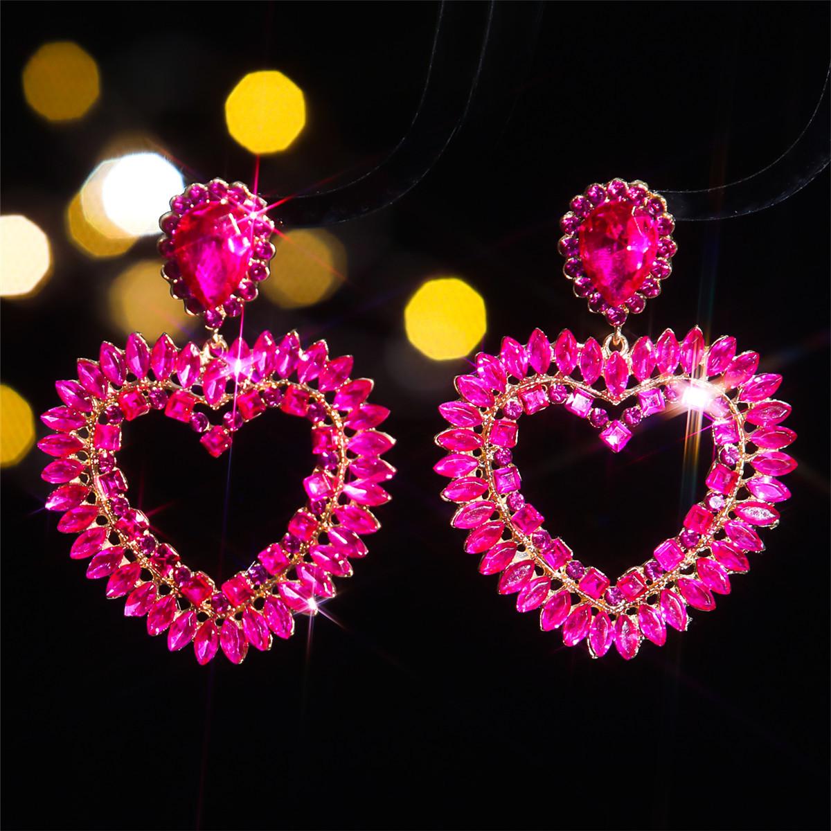 Modische farbige Glas Strass Liebe Ohrringe Frauen, personalisierte übertriebene Ohrstecker von Joom DACH