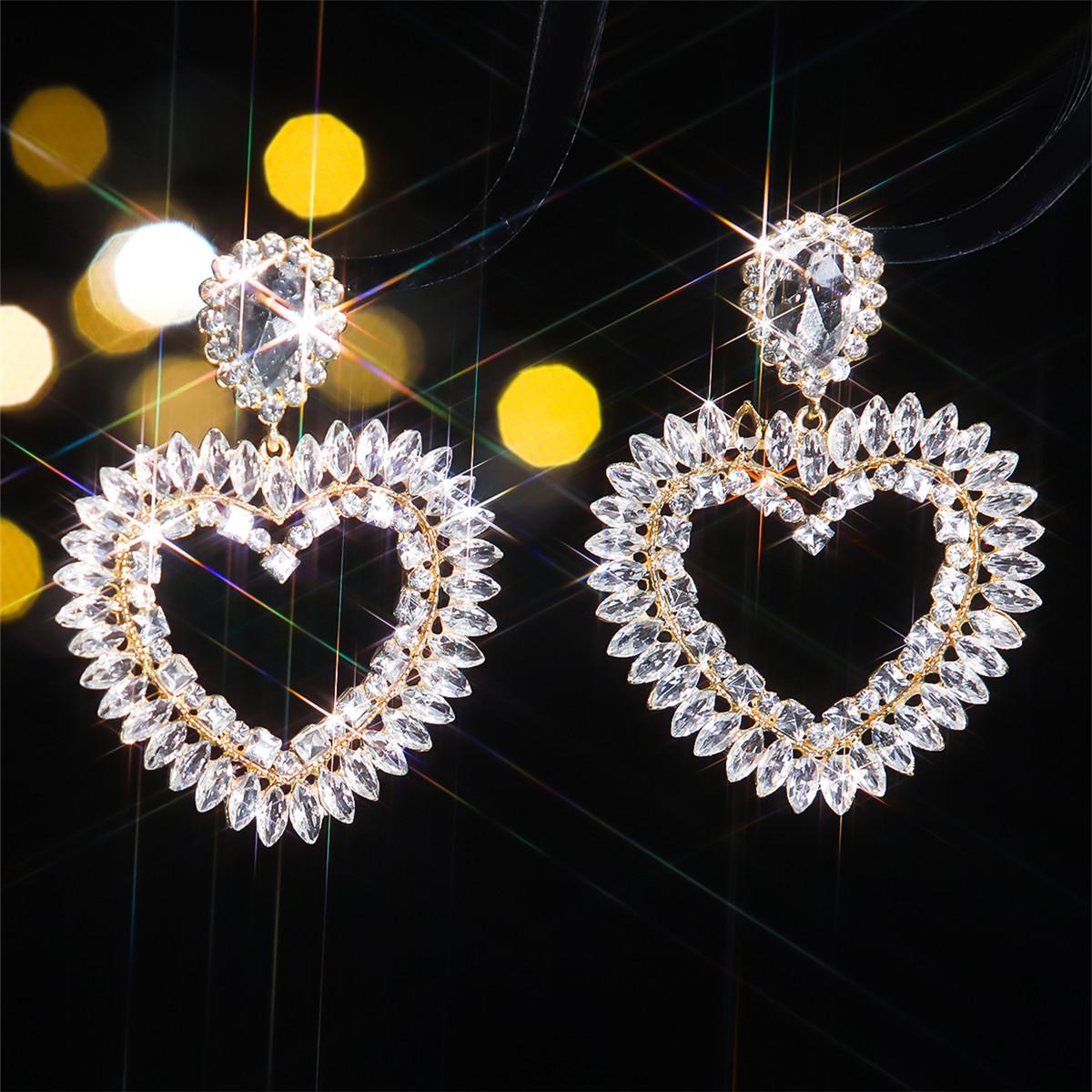 Modische farbige Glas Strass Liebe Ohrringe Frauen, personalisierte übertriebene Ohrstecker von Joom DACH