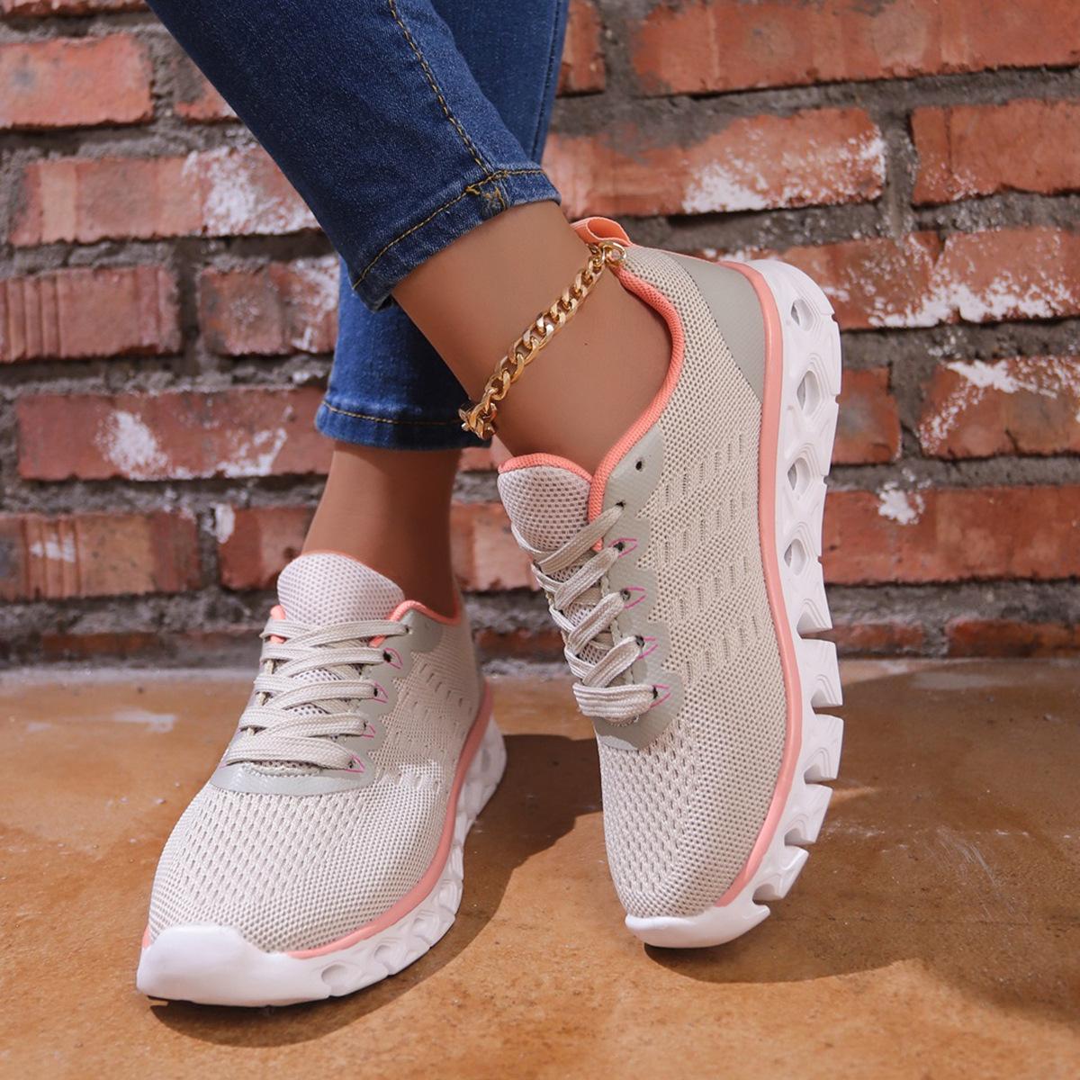 Modische gestrickte Sneaker für Damen Herbst Slipper Walking Schuhe Frau Mesh Atmungsaktiv Casual Sport Sneaker Übergröße 36 von Joom DACH